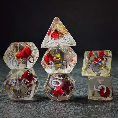 Sage’s Portal Cantrips DND Dice Set - Round Edge Resin 7-PC Polyhedral DND Dice Set for Dungeons and Dragons D&D RPG Tabletop TTRPG (Red Lavender) - color: Red Lavender