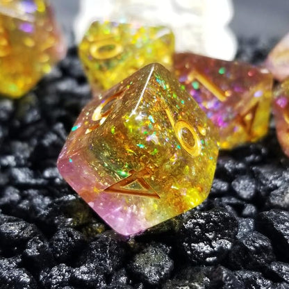 Sage’s Portal Cantrips DND Dice Set - Round Edge Resin 7-PC Polyhedral DND Dice Set for Dungeons and Dragons D&D RPG Tabletop TTRPG (Prismatic Spray) - color: Prismatic Spray