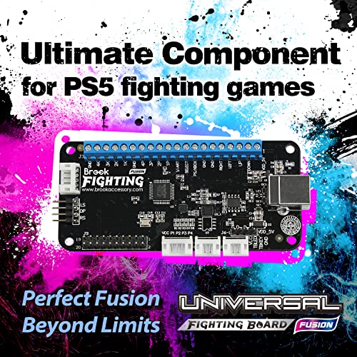 Brook Universal Fighting Board Fusion with a Sticker - Pre-Installed Header Version, for PS5 Fighting Games Solution, Compatible with Street Fighter 6 and Tekken 8 [Exclusive Version]