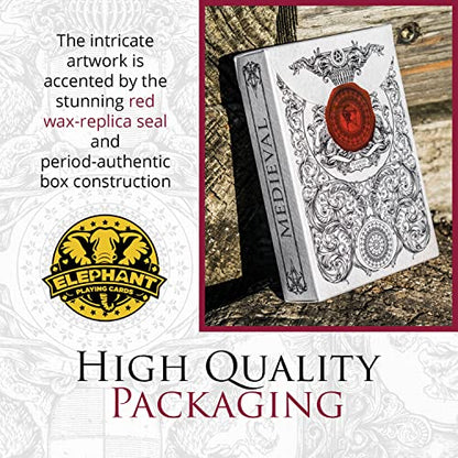 Medieval Playing Cards with Unique Seal and Free Card Game eBook, Stand Out with Cool Poker Cards, Black Deck of Playing Cards, Unique Illustrated Designs for Kids & Adults, Playing Card Decks - color: Black