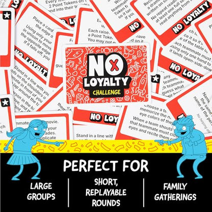 Exploding Kittens No Loyalty, 4-20 Players, Age 7+ Large Group Game | Win challenges, switch teams, betray your way to victory in a chaotic large-group game for up to 20 players. 100 Challenges