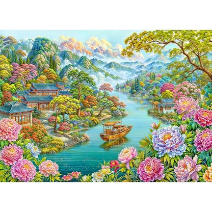 Puzzles for Adults 1000 Pieces, Jigsaw Puzzle for Adults, Fun Challenging Puzzle, Misty Rain in Jiangnan Puzzles Game, Interlock Perfectly No Dust, Gifts for Father's Mother’s Day - color: Misty Rain