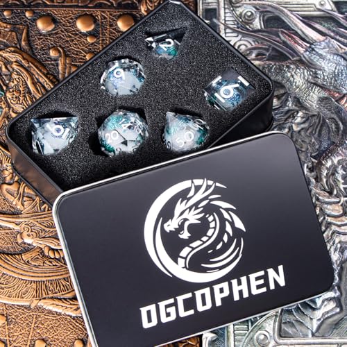 DND Cat Dice 7PCS Polyhedral Sharp Edge Dice Set with Gift Case for Dungeons Dragons Role Playing Game, RPG Resin D and D Dice D6 D8 D10 D12 D20 D% (Silvery White) - color: Colorful Cat - Silver White