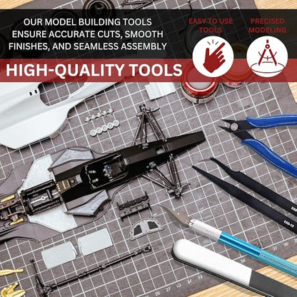 Tamiya Extra Thin Cement with Fine Tip Applicator and Pixiss Gundam Model Toolkit - 4 Oz Plastic Model Glue for Miniatures, Miniature Tool Kit Including Mini Tweezers, Pliers, Nippers