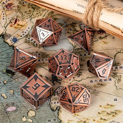 UDIXI Metal Dice Set D&D Heavy Metallic DND Dice for Tabletop Game (Copper) | 7-Pieces, Lozenge Pattern, Zinc Alloy Material, Gorgeous Gift Case, DM Gift, for Dungeons and Dragons Role Playing Games - color: Ancient Copper