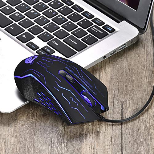 Gaming Mouse Wired - Game Computer Mice with 6 Buttons for PC,Gamer - USB Wired Mouse - Comfortable Grip - … (Black)