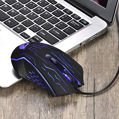 Gaming Mouse Wired - Game Computer Mice with 6 Buttons for PC,Gamer - USB Wired Mouse - Comfortable Grip - … (Black)