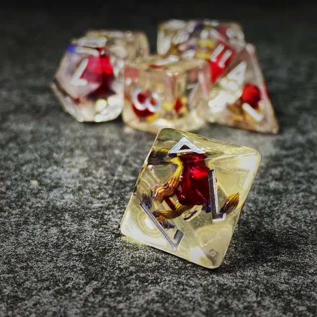 Sage’s Portal Cantrips DND Dice Set - Round Edge Resin 7-PC Polyhedral DND Dice Set for Dungeons and Dragons D&D RPG Tabletop TTRPG (Red Lavender) - color: Red Lavender
