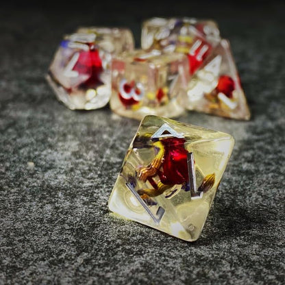Sage’s Portal Cantrips DND Dice Set - Round Edge Resin 7-PC Polyhedral DND Dice Set for Dungeons and Dragons D&D RPG Tabletop TTRPG (Red Lavender) - color: Red Lavender