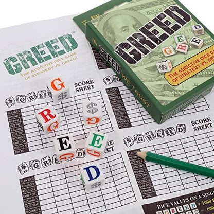 TDC Games Greed Dice Game - Great for Party Favors, Stocking Stuffers, Travel, Camping, for Adults and Families (Pack of 2)
