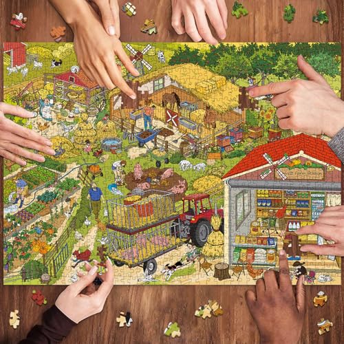 1000 Piece Jigsaw Puzzles for Adults, Harvest Farm Puzzle with 1:1 HD Poster, Precise Interlocking, Letter Markings on Back, Dust-Free, Stress Relief & Ideal Family Game Gift - color: Harvest Farm