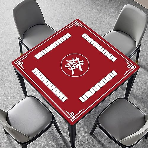 Mahjong Mat, 31.5 in x 31.5 in Mahjong Table Mat for Tile Game, Anti Slip and Noise Reduction Table Cover for Poker Card Board and Dominoes(Red) - color: B-red