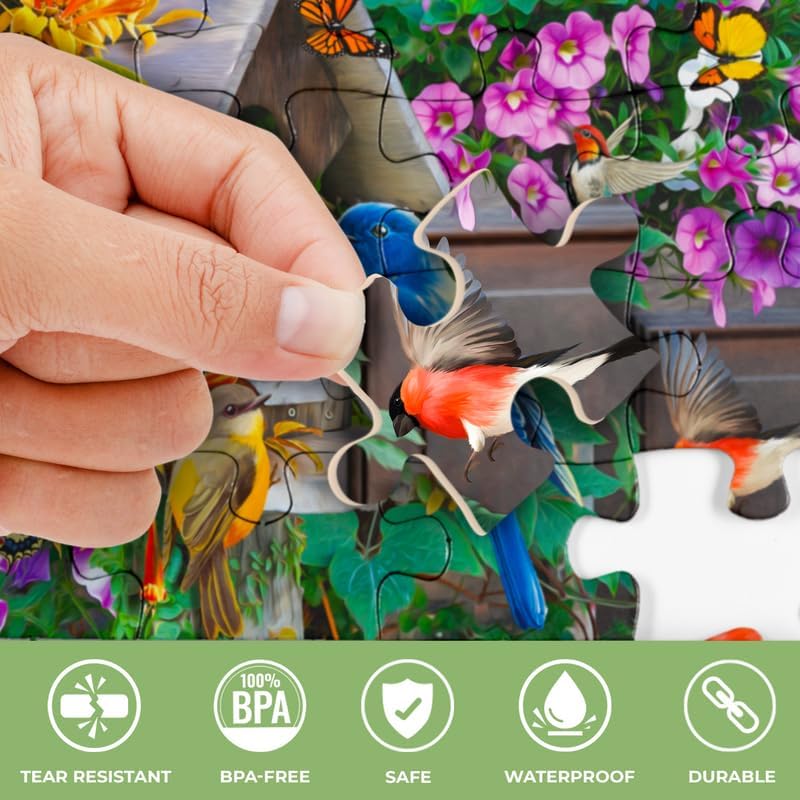 QUOKKA 35 Piece Dementia Activities for Adults - 3 Set Dementia Puzzles for Elderly - Large Piece Gifts Products for Seniors - Alzheimers Jigsaw Puzzle Games for Adults - Birds, Steeds, and Old City