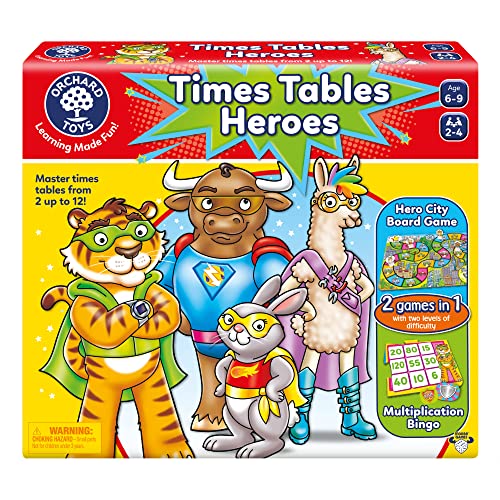 Orchard Toys Moose Games Times Tables Heroes. an exciting Multiplication Game, Superhero Play. for Ages 6-9 and for 2-4 Players - style: Times Table Heroes