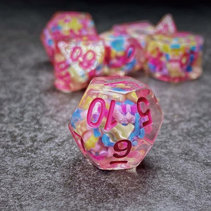 Sage’s Portal Cantrips DND Dice Set - Round Edge Resin 7-PC Polyhedral DND Dice Set for Dungeons and Dragons D&D RPG Tabletop TTRPG (Sprinkles Pink) - color: Sprinkles Pink