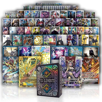 Digimon Ultra Rare Starter Bundle | 100+ Authentic Cards | 99x C/UC | 15x Random Foils | 5 SR/ALT | TCG Elements Deck Box