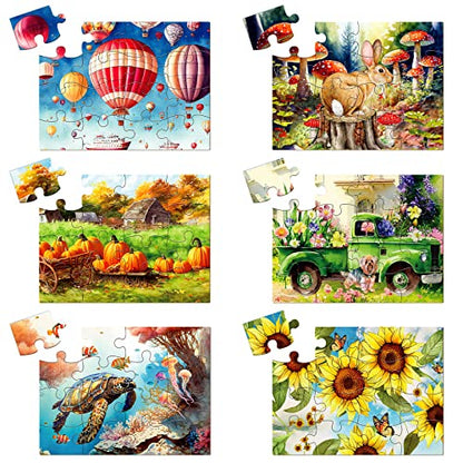 Liliful 6 Pack 16 Pcs Large Puzzles for Seniors Wooden Dementia Puzzles Alzheimer Puzzles Easy Puzzle for Elderly 12.6 x 9.45 Inch Jigsaw Puzzle for Adults Alzheimer's Products Activities