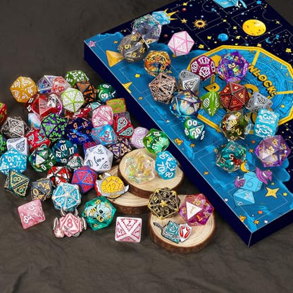 Mystery Dice Box - 24 Pcs Polyhedral Dice, Dice Advent Calendar | Random Styles Dice & Pins, Bulk DND Dice, Gifts for Dungeons and Dragons, MTG, Game Night, Dice Goblins, RPG Players & DMs - style: Mystery Dice Gift Box (24 Holes)