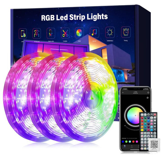 GANZQH 300FT Led Lights for Bedroom, Color Changing RGB Led Strip Lights | Music Sync Led Light Strip with Remote and App Control, DIY Led lights for Room Home Indoor Decor Ambient Lighting (3*100FT) - size: 300FT