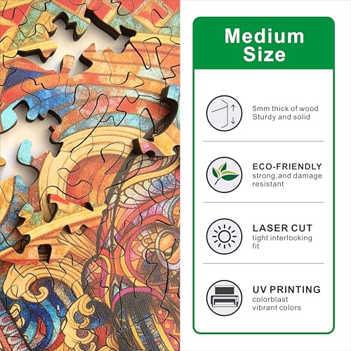 Hartmaze Octopus Riding Wave Wooden Puzzle, 178 Unique Irregular Pieces, 11.2x11.2 Inch, Exquisite Wooden Gift Box, Ocean Art Jigsaw for Adults & Kids 8+ - color: Octopus Riding Wave