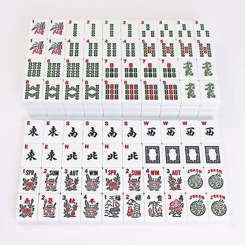 American Mahjong Game Set, Portable Carrying Bag,Acrylic 160 Tiles,Western Mahjong Tiles Set,Complete Ma Jong Set (Ivory) - color: Ivory