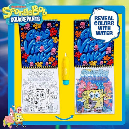 Spongebob Aqua Art, Mess-Free Water Reveal Coloring Book with Pen, No Mess Travel Activity Pad for Kids & Toddlers, Reusable Water Art Set, Preschool On-The-Go Toy, Mess Free Coloring for Toddlers - style: SpongeBob