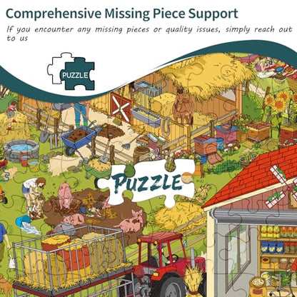 1000 Piece Jigsaw Puzzles for Adults, Harvest Farm Puzzle with 1:1 HD Poster, Precise Interlocking, Letter Markings on Back, Dust-Free, Stress Relief & Ideal Family Game Gift - color: Harvest Farm