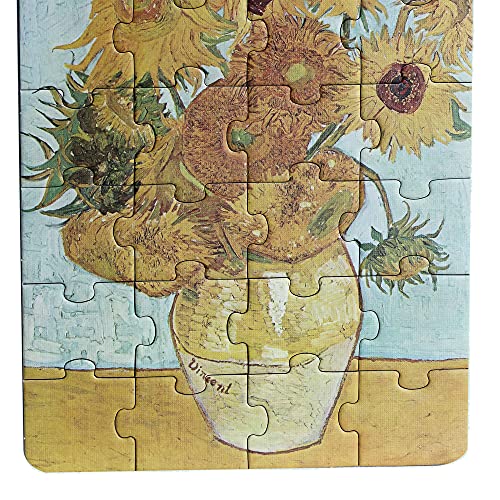 24 Pieces Twelve Sunflowers Puzzle, Toddler Artist Puzzles for Kids Ages 3-5, 4-8, Easy Intellectual Decompression Entertainment Game and Preschool Educational Learning Toys - color: Twelve Sunflowers-24p