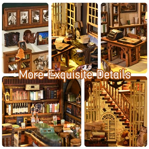 MiniCity Hemingway House Book Nook Kit, 3D Wooden Bookshelf Puzzle with LED | Create Hemingway's study for display; LED, dust cover, glue/tools and guide included; 700 pieces, 10-12 hr build, ages 14+. - style: Hemingway House