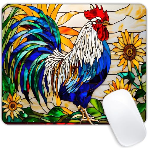 Square Mouse Pad Glass Rooster,Gaming Mouse Pads for Desk,Soft Computer Waterproof Non-Slip Mouse Mat - color: Glass rooster