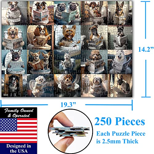 Think2Master Pooping Dogs 250 Pieces Jigsaw Puzzle Featuring heartwarming Puppies and Dogs. Perfect Bathroom Decoration, White Elephant Gag Gift. Fun Puzzle for Adults & Seniors Size: 14.2” X 19.3” - style: Pooping Dogs