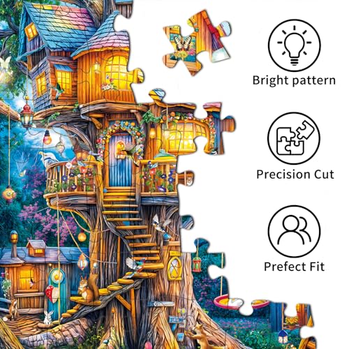 Puzzles for Adults 1000 Pieces, Elf Tree Jigsaw Puzzle with 1:1 HD Poster, Perfect Interlocking No Dust, Stress Relief Ideal Gift for Family Games - color: Elf Tree