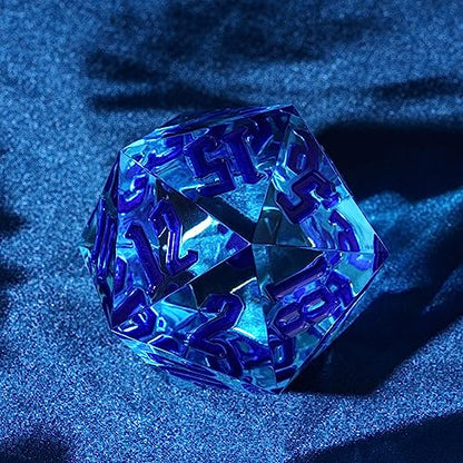 55mm 20 Sided DND Dice, Giant D20 D&D Polyhedral Dice Large D20 with Die Gift Box for Dungeons and Dragons, RPG Table Games (Transparent Blue/Blue Numbers) - color: Transparent Blue/Blue Numbers