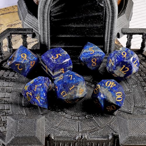 Unique Gemstone Dice Set 7PCS, Handmade Natural Stone Polyhedral DND Dice with Premium Gift Case for Board Game Lovers Birthday Gift - color: Zs-qj