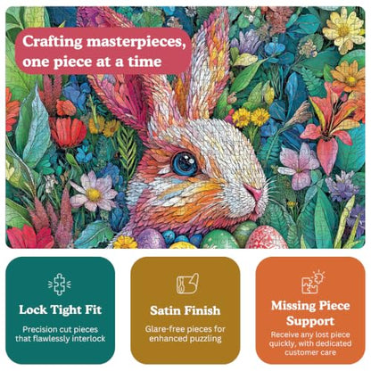 Cross & Glory | 1000 Piece Puzzle for Adults | The Easter Garden Bunny | Egg Rabbit & Botanical Spring Puzzle | Satin Finish | Easter Puzzles for Adults 1000 Pieces Ages 14+ - color: The Easter Garden Bunny