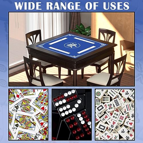 Mahjong Mat, 31.5 in x 31.5 in Mahjong Table Mat for Tile Game, Anti Slip and Noise Reduction Table Cover for Poker Card Board and Dominoes(Blue) - color: B-blue