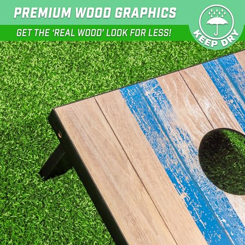 GoSports Portable Cornhole Sets, 8 Styles – Choose 4 x 2 ft or 3 x 2 ft - Boards Include 8 Bean Bags, Travel Case, and Game Rules - style: 3 x 2 ft Barnwood