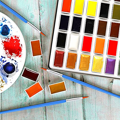 30 Pcs Round Paint Brushes, Small Brush Bulk for Miniature Detail Painting | Nylon Bristles Plastic Short Handle, Art Crafts School Projects, Flat Detail Painting, Crafts Face Painting - style: Round Paint Brushes