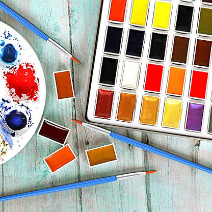 30 Pcs Round Paint Brushes, Small Brush Bulk for Miniature Detail Painting | Nylon Bristles Plastic Short Handle, Art Crafts School Projects, Flat Detail Painting, Crafts Face Painting - style: Round Paint Brushes