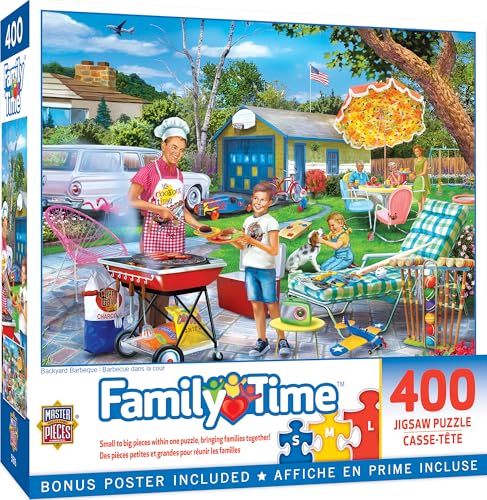 MasterPieces 400 Piece Jigsaw Puzzle for Adults, Family, or Youth - Backyard Barbeque Theme - Extra Large Pieces, Easy-to-Grip, 18" x 24" - style: Backyard Barbeque