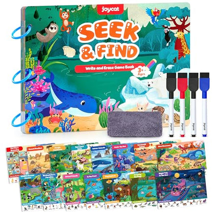 JoyCat Seek & Find Game Book - Animal Preschool Learning Activity | for Toddlers & Kids, Travel Activities Toys for Road Trip, Christmas Toys, Educational Gifts for Boys Girls Ages 3-5 - style: 4. Seek & Find Animals