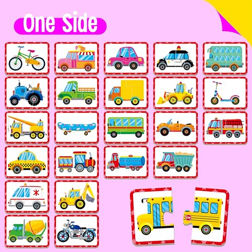 48 Vehicle Matching Puzzles, Self-Correcting Puzzle Match Game Educational Learning Activities for Toddlers, Preschool, Transportation-Themed Learning Games Toys for 3 Years Old - style: Vehicle-B