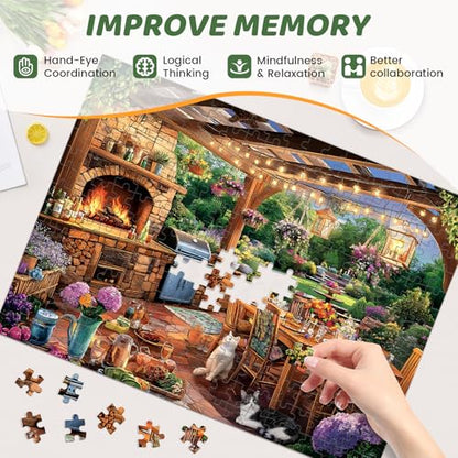 300 Pieces Puzzles for Adults | Manor Cat Jigsaw Puzzles 300 Piece for Children Adults Seniors | Sturdy,Safe Large Piece Puzzle | Engaging & Educational Toys Great Gift for Boys Girls 20.5 x 15 in - style: Manor Cat