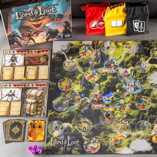 Lord of Loot Deluxe Cooperative Fantasy Board Game | Includes 5 hand-painted miniatures, dice tower, 2 extra bosses and frosted dice; 60-90 minute play, ages 14+.