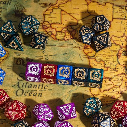5 Sets/35PCS DND Dice Set Dragon Pattern Polyhedral Die with Leather Bag D&D Dice Set for RPG Table Games - color: 5 Sets Dragon Pattern