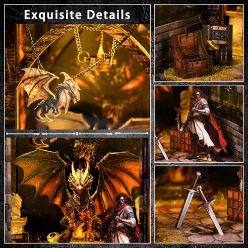 DIY Book Nook Kit, 3D Wooden Puzzle for Adults, Miniature House Kit with Touch LED Light, Gothic Bookshelf Insert Decor, Creative Hobby Gift for Fantasy Lovers (Dragons Treasure Labyrinth) - style: Dragons Treasure Labyrinth