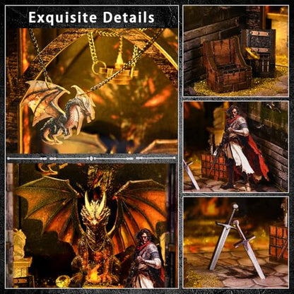 DIY Book Nook Kit, 3D Wooden Puzzle for Adults, Miniature House Kit with Touch LED Light, Gothic Bookshelf Insert Decor, Creative Hobby Gift for Fantasy Lovers (Dragons Treasure Labyrinth) - style: Dragons Treasure Labyrinth