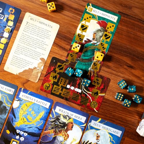 Envy Born Games Hercules and the 12 Labors – Solo Card & Dice Game | Mythology Strategy Adventure | Complete Epic Quests, Battle Monsters & Unlock Godhood | Immersive Board Game for Adults & Teens
