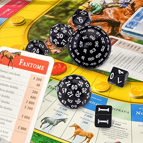 AUSTOR 15 Pieces Complete Polyhedral Dice Set D3-D100 Game Dice Set with a Leather Drawstring Storage Bag for Role Playing Table Games(Black & White) - color: Black & White