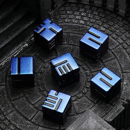 FONVGOGO Line Metal D6 Dice 16mm, Die 6 Unique Dice Set Great for DND RPG Dungeons and Dragons (D6 Dazzle Black) - color: D6 Dazzle Black